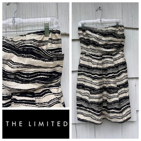 The Limited Dresses & Skirts - NWT The Limited Black and Cream Striped Strapless Cocktail Dress Sz 4